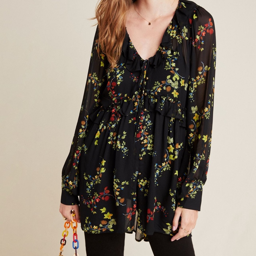 By Anthropologie Ruffled Tunic Top